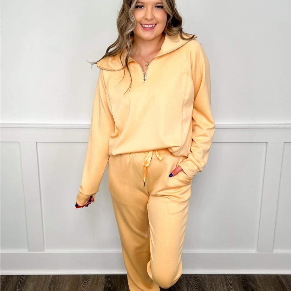 Peach Zip-Up Lounge Set. New with tags. Dear Scarlett